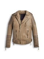 Desert Brown Waxed Biker Leather Motorbike Jacket