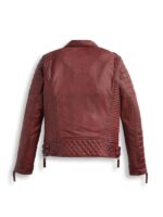 Men Red Biker Leather Motorbike Jacket - Image 3